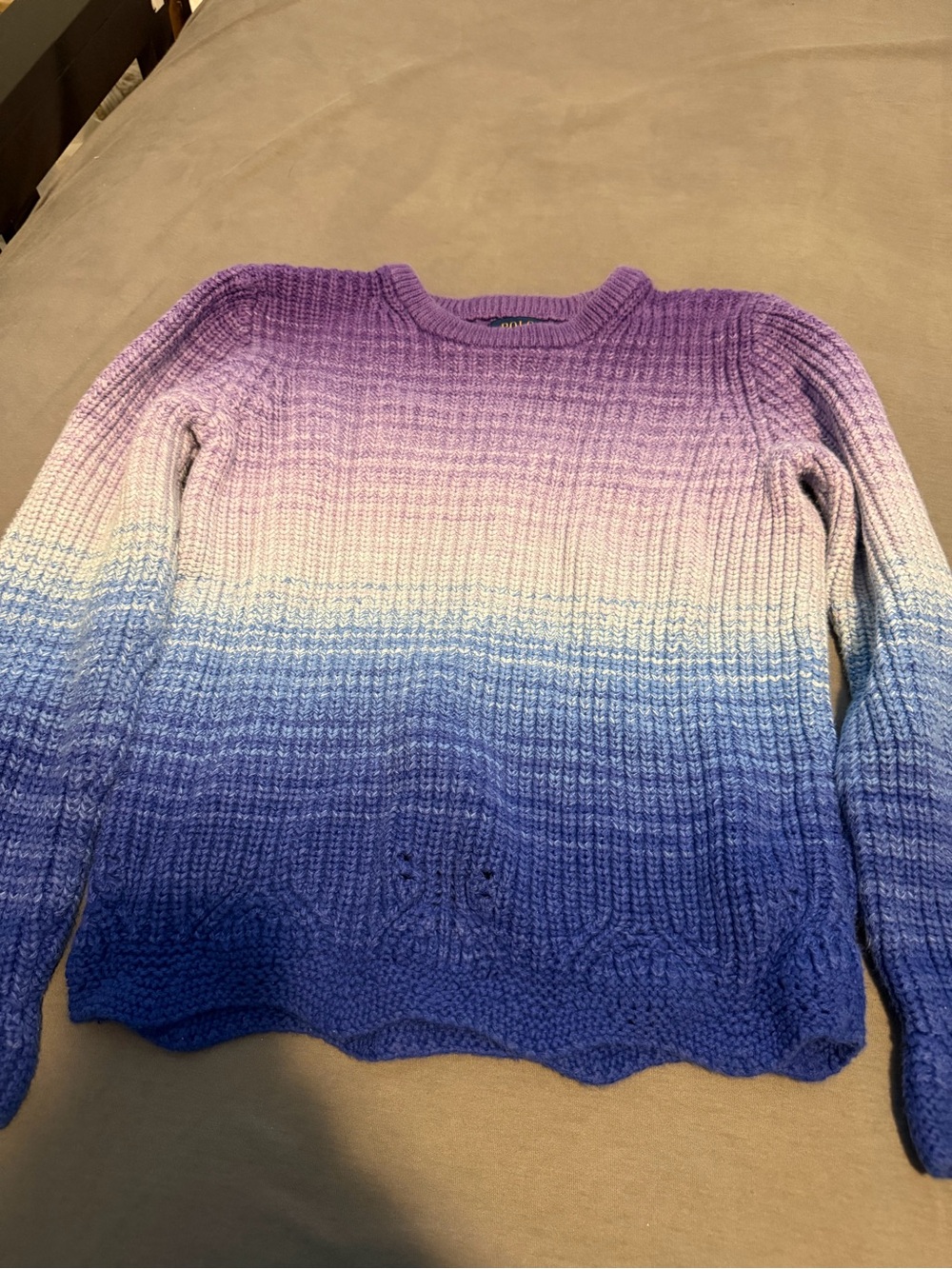 Polo Ralph Lauren Girls Gradient Purple to Blue Knit Sweater